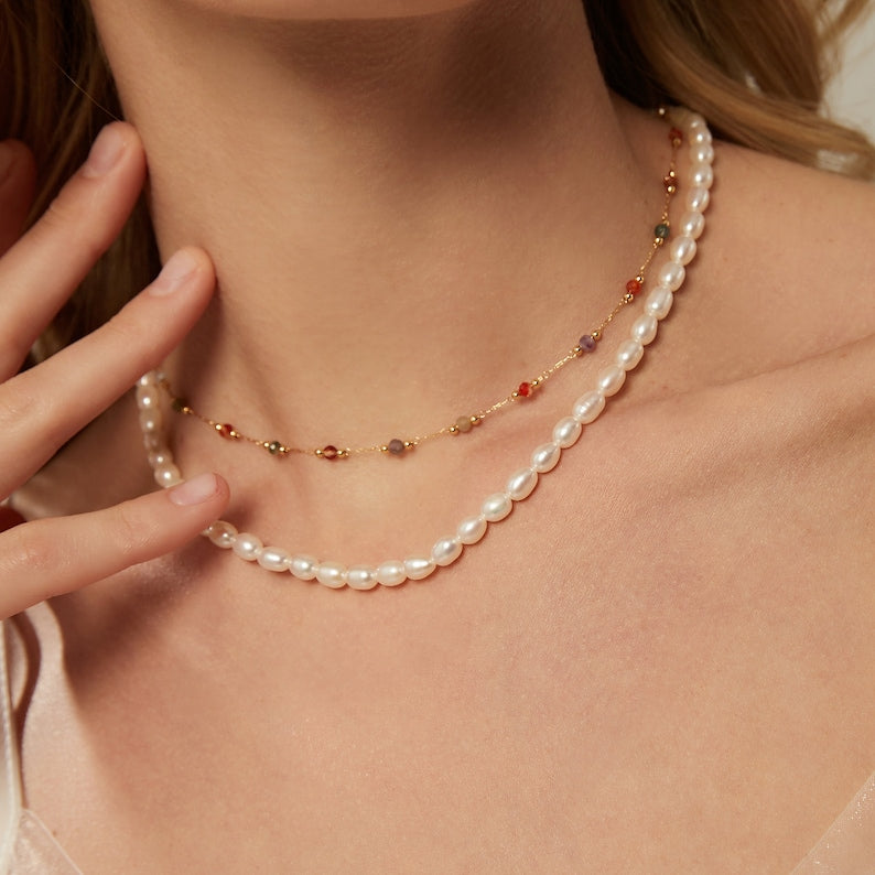 6mm Genuine Freshwater Pearl Necklace,Natural Pearl Necklace,Dainty Pearl Necklace,Bridal Necklace,Wedding Necklace,Mothers Day Gifts