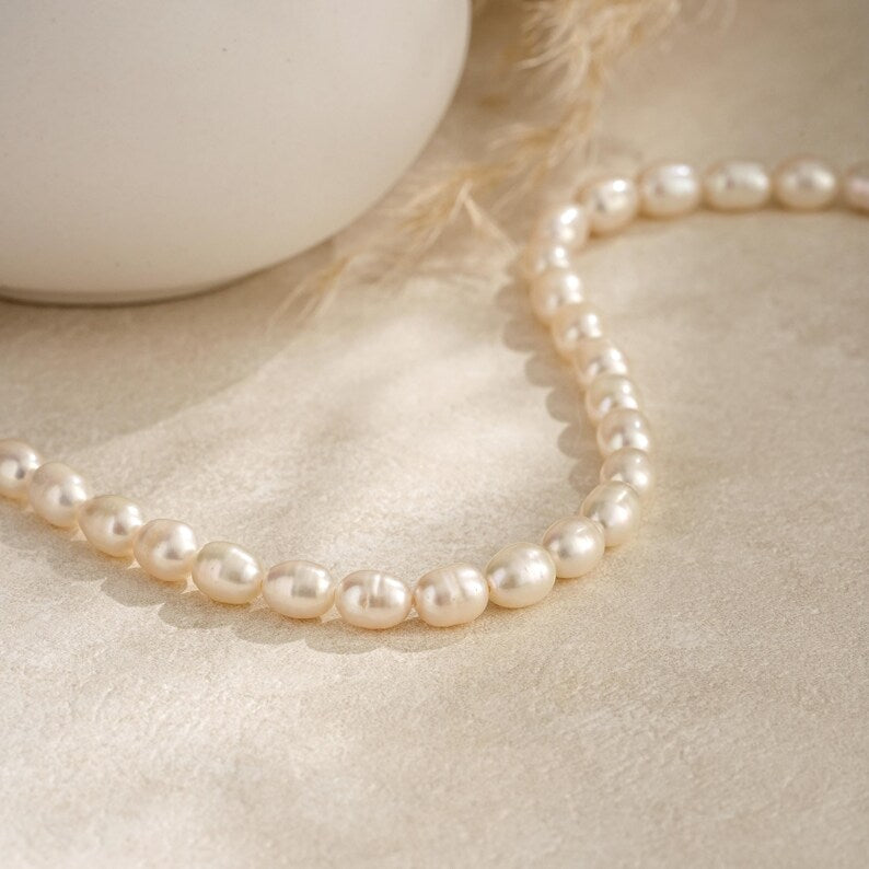 6mm Genuine Freshwater Pearl Necklace,Natural Pearl Necklace,Dainty Pearl Necklace,Bridal Necklace,Wedding Necklace,Mothers Day Gifts