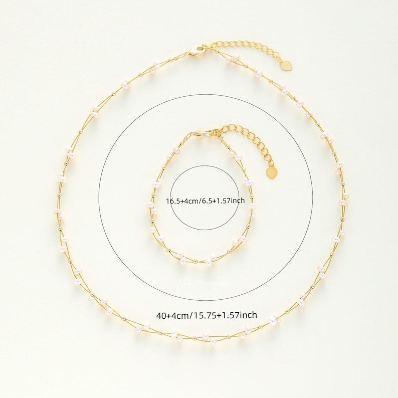 Freshwater Pearl Wreath Necklace, Dainty Gold Jewelry, Minimalist Pearl Wedding Jewelry, Bridal Necklace Gift, Everyday Pearl Necklace