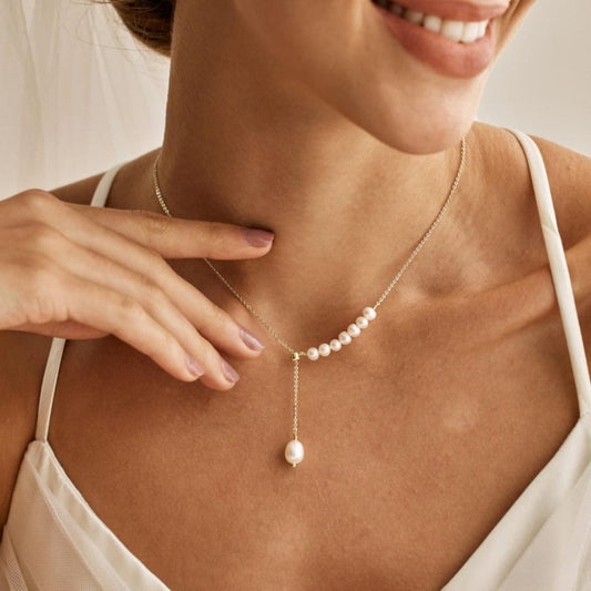 Freshwater Pearl Drop Necklace, Natural Pearl Pendant Necklace, Wedding Jewellery, Delicate Necklace for Mom, Bridesmaid Gift for Her