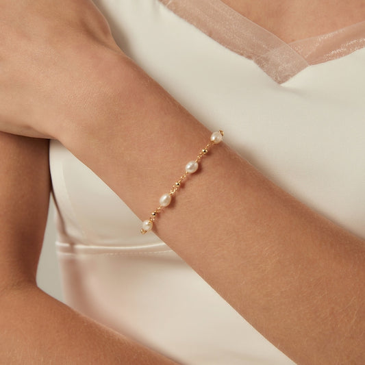 Natural Freshwater Pearl Bracelet,Pearl Beaded Bracelet,Gold Bridal Bracelet,Minimalist Bracelet,Bridesmaid Gifts,Wedding Jewelry