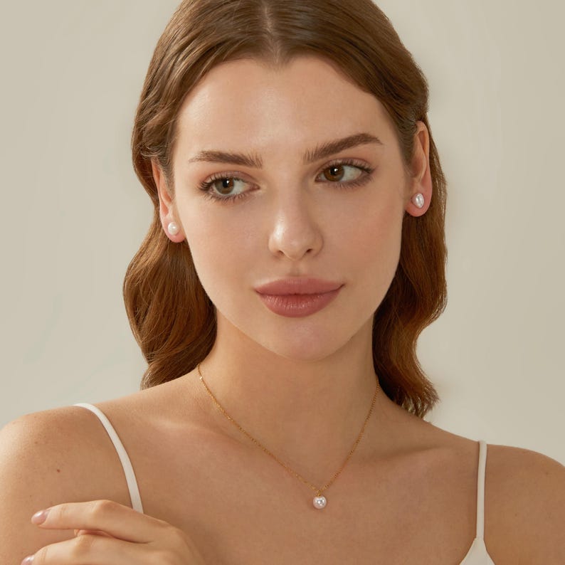 7-8mm Baroque Pearl Stud Earrings,Natural Freshwater Pearl Earrings,Everyday Pearl Jewelry,Bridal Earrings,Wedding Earrings,Gift for Her