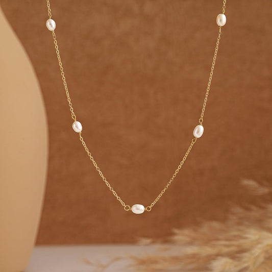 Freshwater Pearl Necklace,Minimalist Pearl Necklace,Multiple Pearl Necklace,Bridal Necklace,Chain Necklace,Wedding Necklace,Bridesmaid Gift